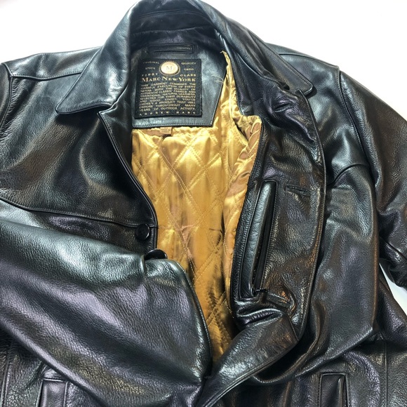 Andrew Marc Mens Medium Brown Leather Jacket Coat - Picture 4 of 8